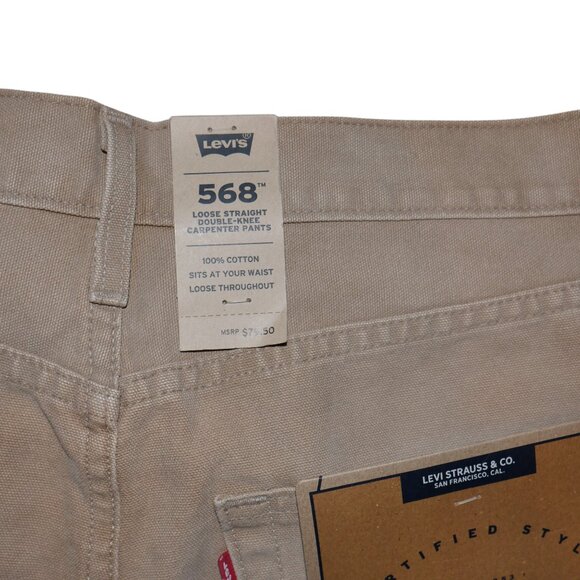 Levi's Workwear 568 Loose Double-knee Men's Pants Size 31x32 Distressed Tan NWT - Picture 10 of 14